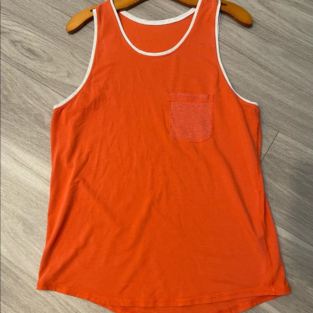 Orange and white lululemon cotton mesh tank size Medium